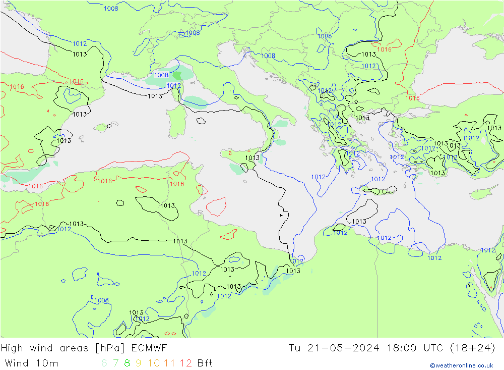 Windvelden ECMWF di 21.05.2024 18 UTC