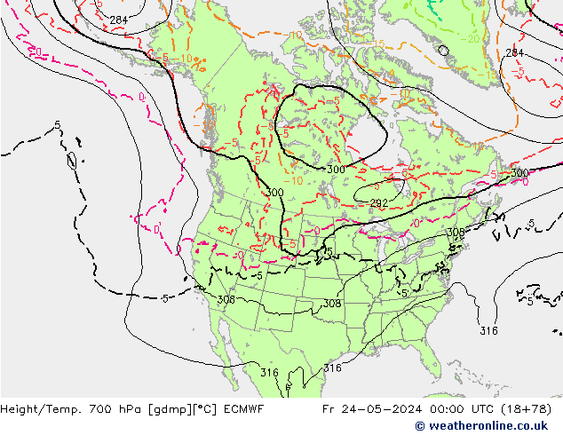 Height/Temp. 700 hPa ECMWF ven 24.05.2024 00 UTC