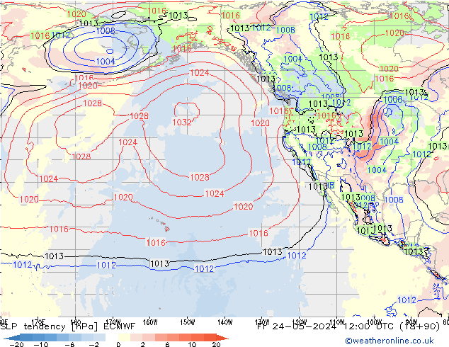 Tendencia de presión ECMWF vie 24.05.2024 12 UTC