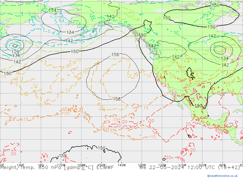 Z500/Regen(+SLP)/Z850 ECMWF wo 22.05.2024 12 UTC