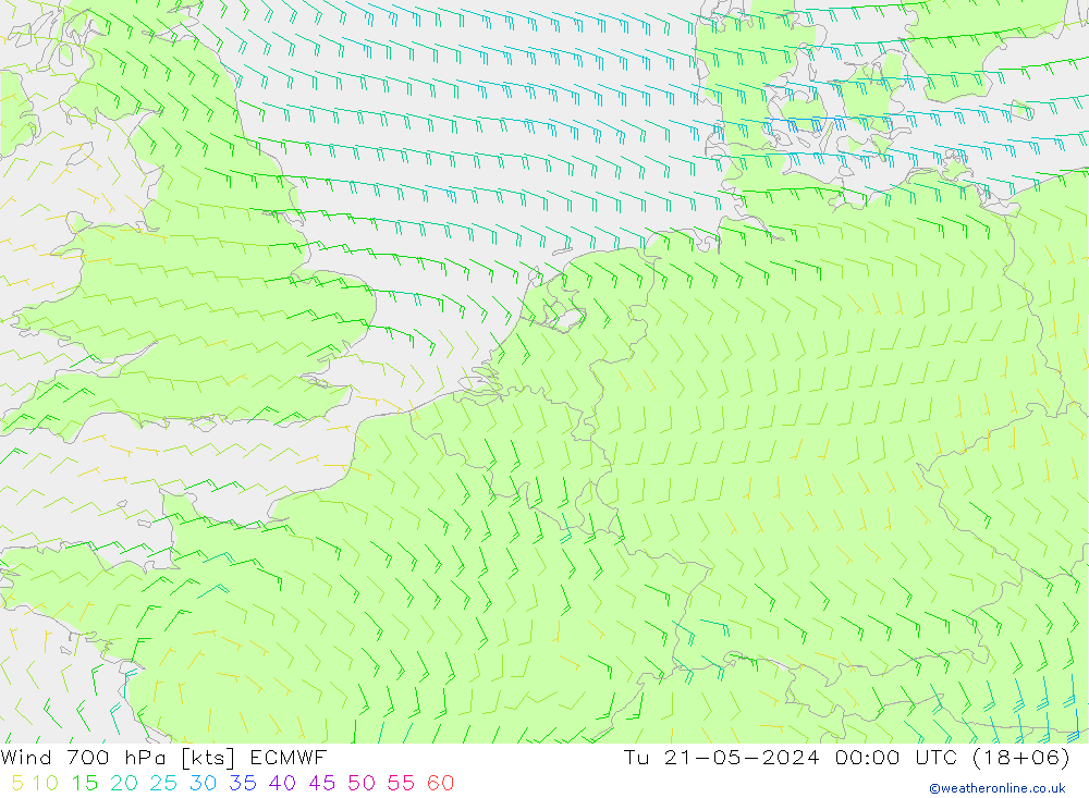 Wind 700 hPa ECMWF di 21.05.2024 00 UTC