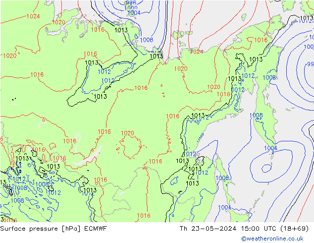 Bodendruck ECMWF Do 23.05.2024 15 UTC