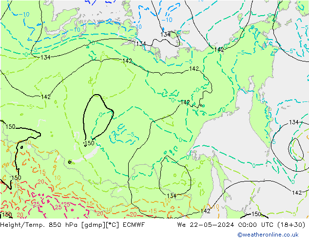 Z500/Rain (+SLP)/Z850 ECMWF We 22.05.2024 00 UTC