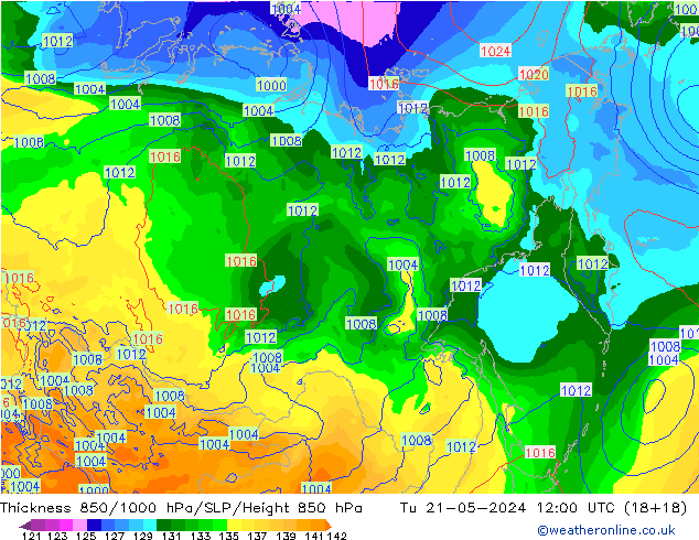 Thck 850-1000 hPa ECMWF mar 21.05.2024 12 UTC