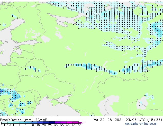 Precipitazione ECMWF mer 22.05.2024 06 UTC