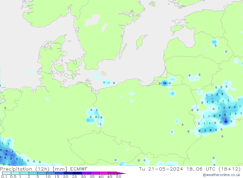 Precipitazione (12h) ECMWF mar 21.05.2024 06 UTC