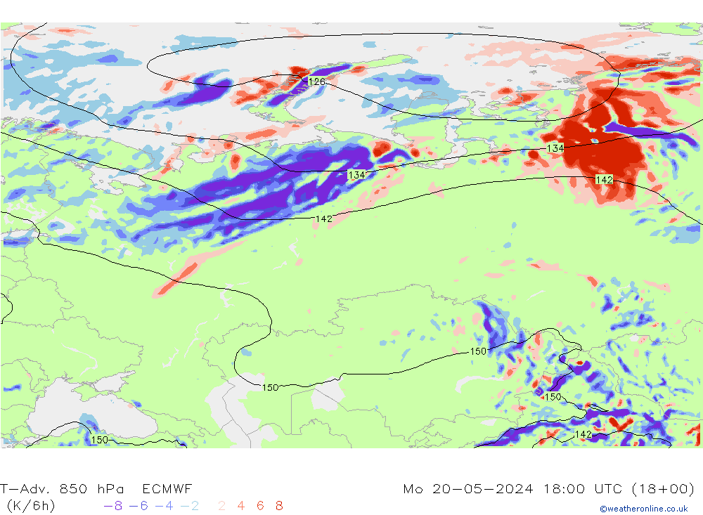 T-Adv. 850 hPa ECMWF Mo 20.05.2024 18 UTC
