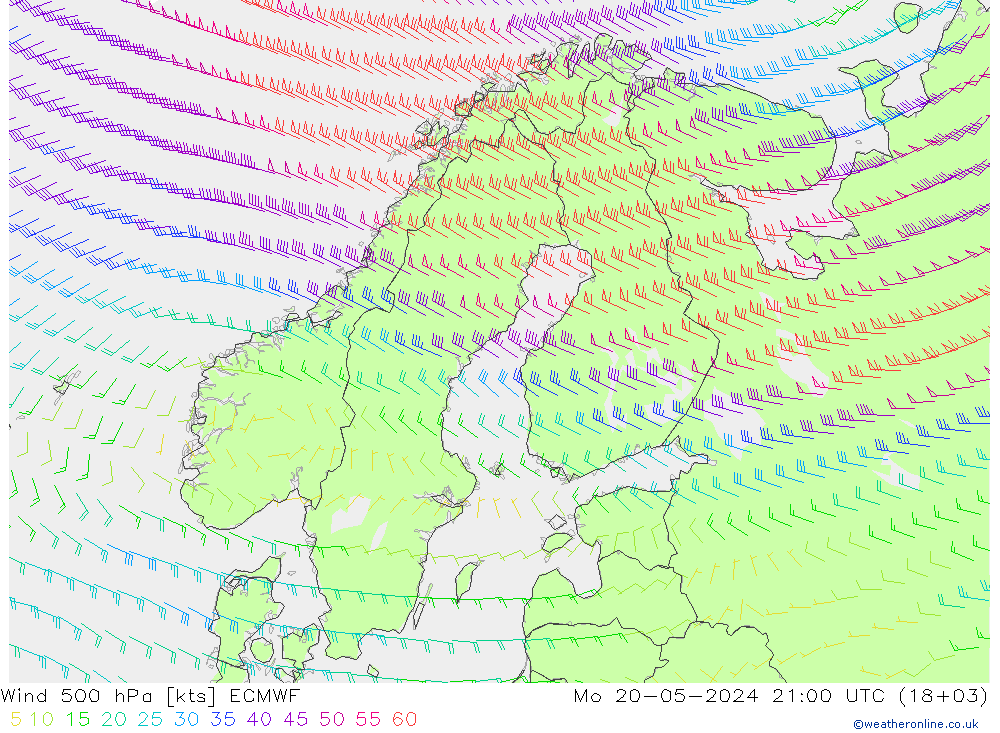 Wind 500 hPa ECMWF Mo 20.05.2024 21 UTC