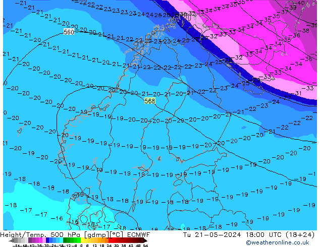 Z500/Rain (+SLP)/Z850 ECMWF mar 21.05.2024 18 UTC