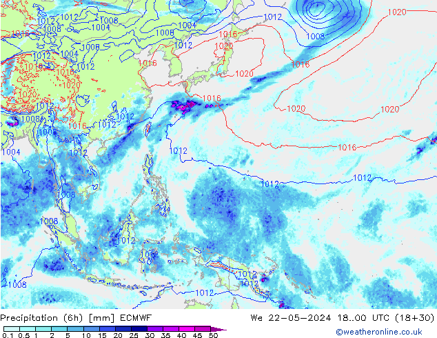 Z500/Regen(+SLP)/Z850 ECMWF wo 22.05.2024 00 UTC