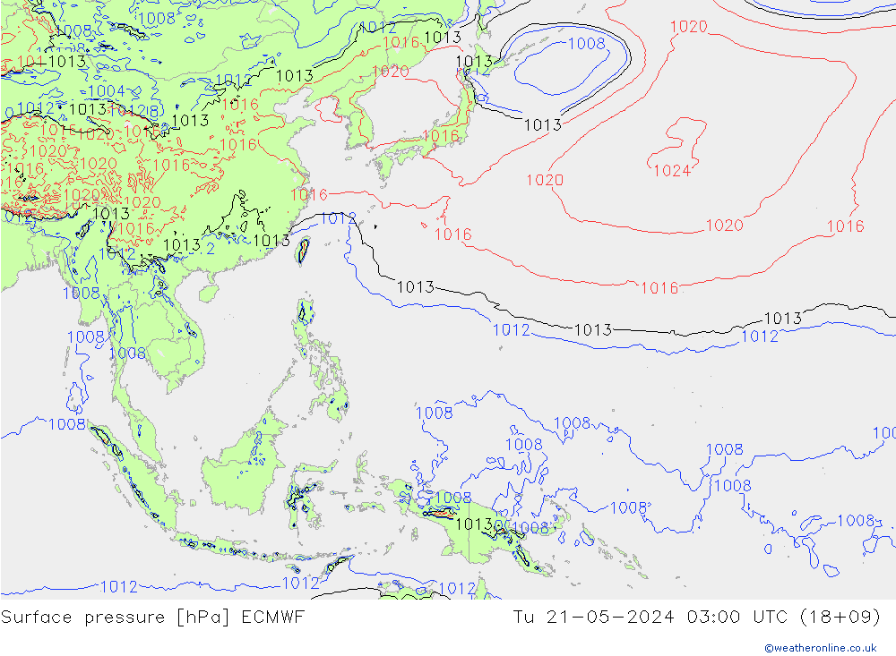 Yer basıncı ECMWF Sa 21.05.2024 03 UTC