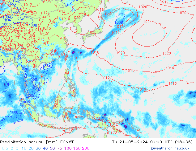 Precipitation accum. ECMWF Ter 21.05.2024 00 UTC