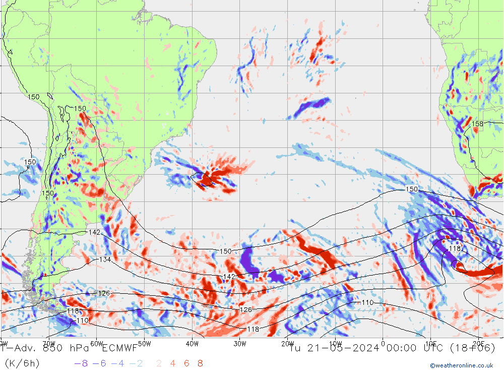 T-Adv. 850 hPa ECMWF Tu 21.05.2024 00 UTC