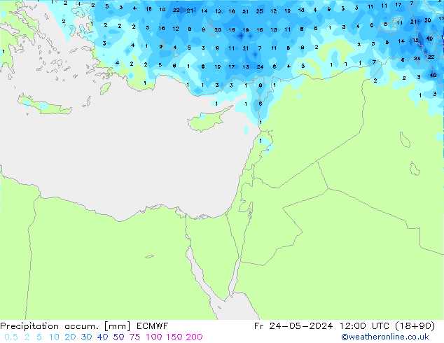 Precipitation accum. ECMWF Sex 24.05.2024 12 UTC
