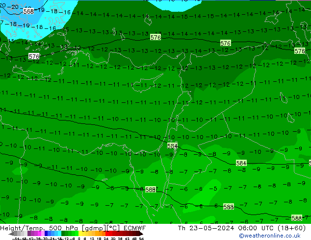 Z500/Rain (+SLP)/Z850 ECMWF Čt 23.05.2024 06 UTC