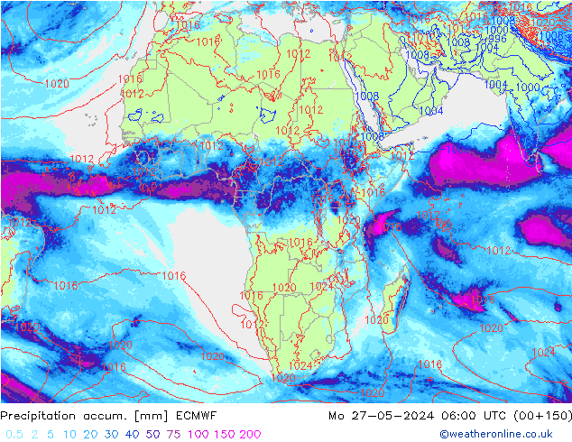 Precipitation accum. ECMWF Seg 27.05.2024 06 UTC