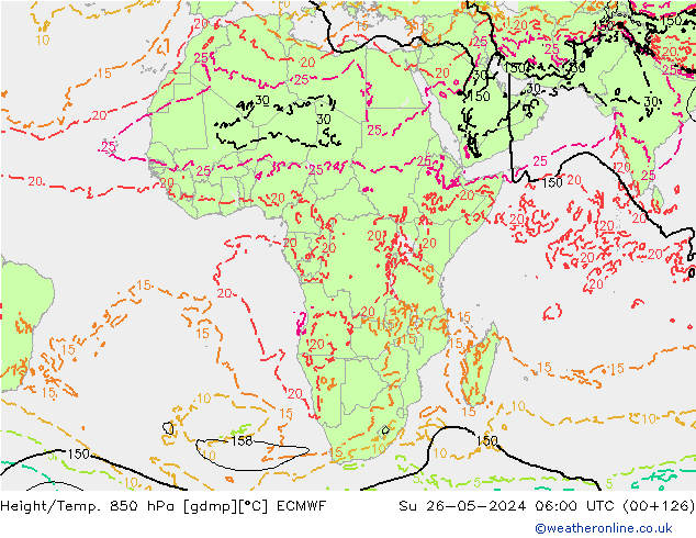 Height/Temp. 850 hPa ECMWF nie. 26.05.2024 06 UTC