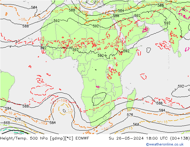 Height/Temp. 500 hPa ECMWF Dom 26.05.2024 18 UTC