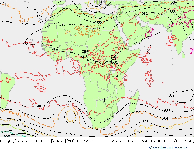 Z500/Rain (+SLP)/Z850 ECMWF lun 27.05.2024 06 UTC