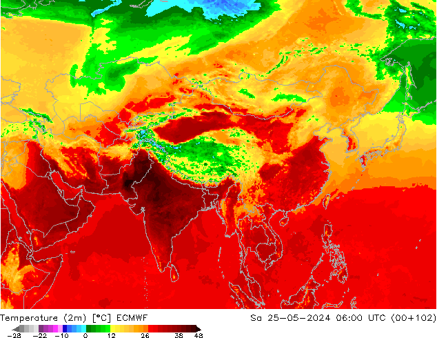 Sıcaklık Haritası (2m) ECMWF Cts 25.05.2024 06 UTC