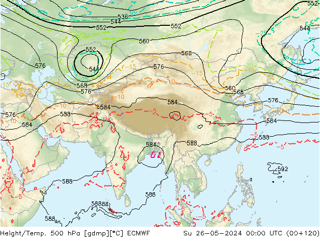Z500/Rain (+SLP)/Z850 ECMWF dim 26.05.2024 00 UTC