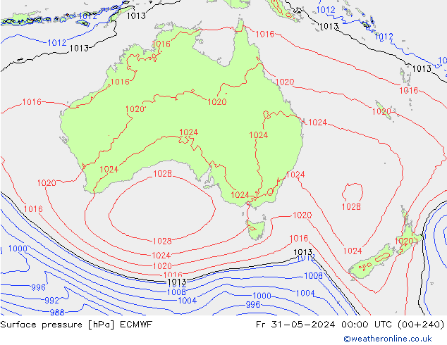 Surface pressure ECMWF Fr 31.05.2024 00 UTC