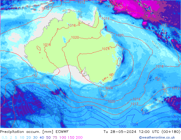 Toplam Yağış ECMWF Sa 28.05.2024 12 UTC