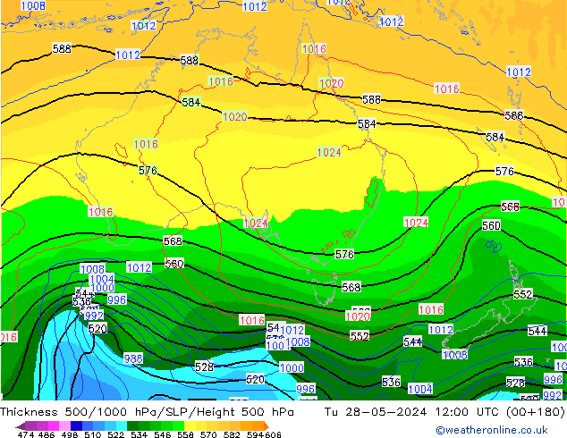 Thck 500-1000hPa ECMWF mar 28.05.2024 12 UTC