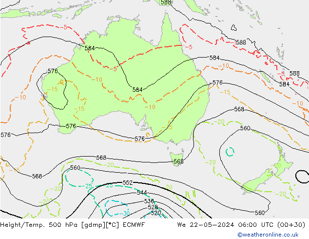 Z500/Rain (+SLP)/Z850 ECMWF mié 22.05.2024 06 UTC