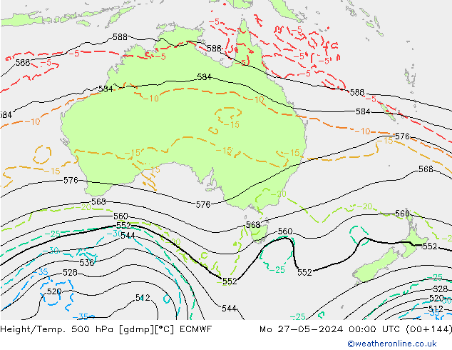 Z500/Rain (+SLP)/Z850 ECMWF Seg 27.05.2024 00 UTC