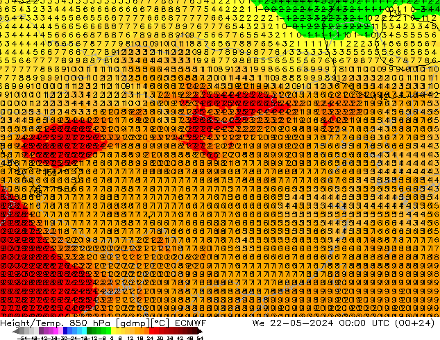 Z500/Rain (+SLP)/Z850 ECMWF 星期三 22.05.2024 00 UTC