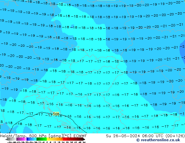 Height/Temp. 500 hPa ECMWF So 26.05.2024 06 UTC