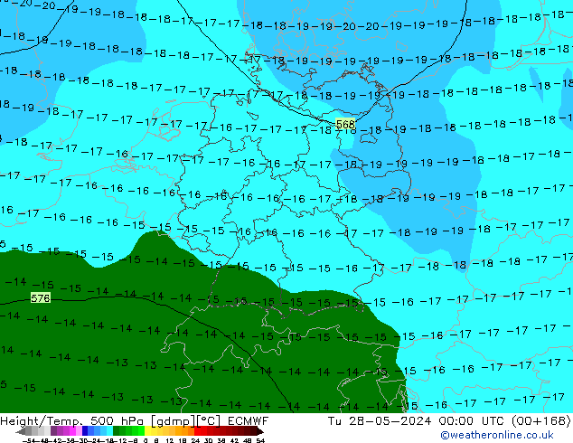 Z500/Rain (+SLP)/Z850 ECMWF wto. 28.05.2024 00 UTC