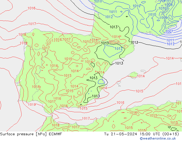 pression de l'air ECMWF mar 21.05.2024 15 UTC