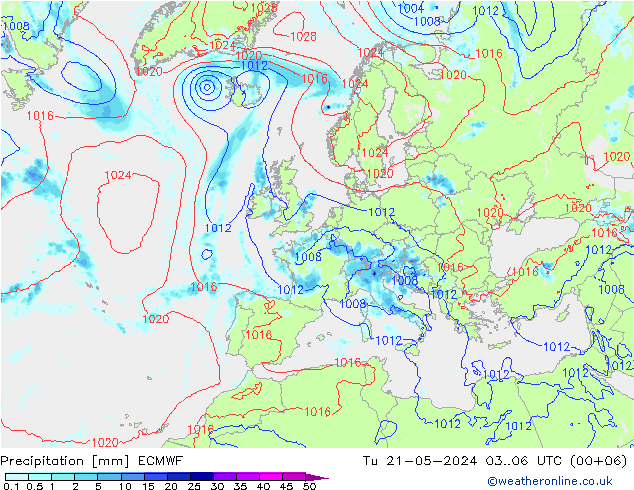 Neerslag ECMWF di 21.05.2024 06 UTC