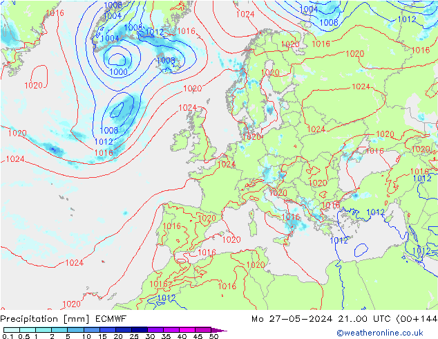 Niederschlag ECMWF Mo 27.05.2024 00 UTC