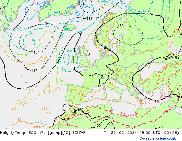 Z500/Rain (+SLP)/Z850 ECMWF jeu 23.05.2024 18 UTC