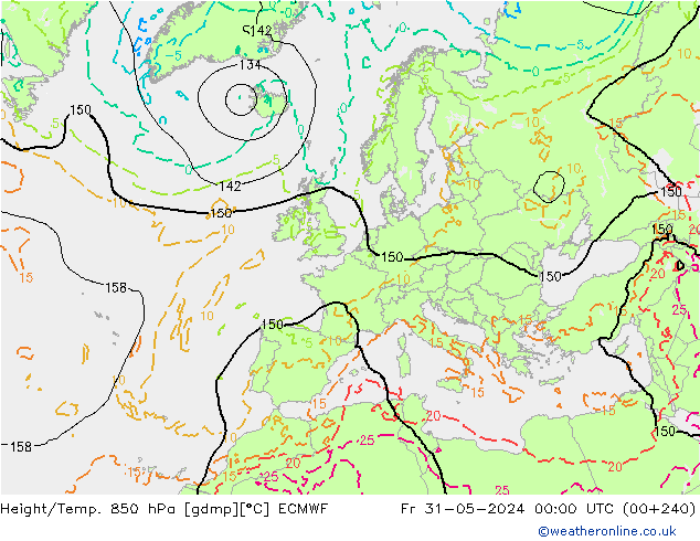 Height/Temp. 850 hPa ECMWF Fr 31.05.2024 00 UTC