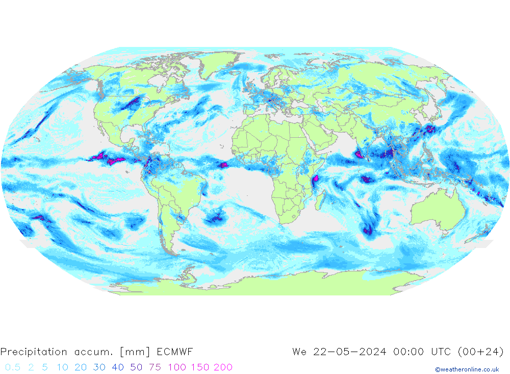 Precipitation accum. ECMWF We 22.05.2024 00 UTC
