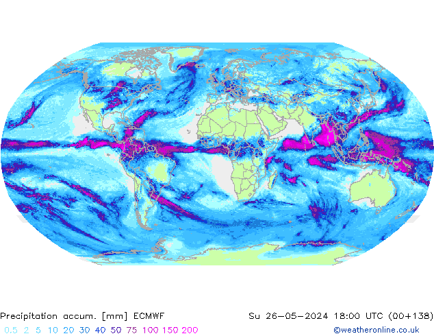 Précipitation accum. ECMWF dim 26.05.2024 18 UTC