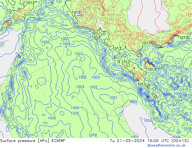 Luchtdruk (Grond) ECMWF di 21.05.2024 15 UTC