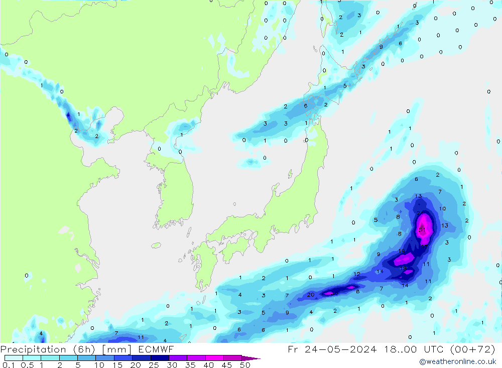 Z500/Rain (+SLP)/Z850 ECMWF Fr 24.05.2024 00 UTC