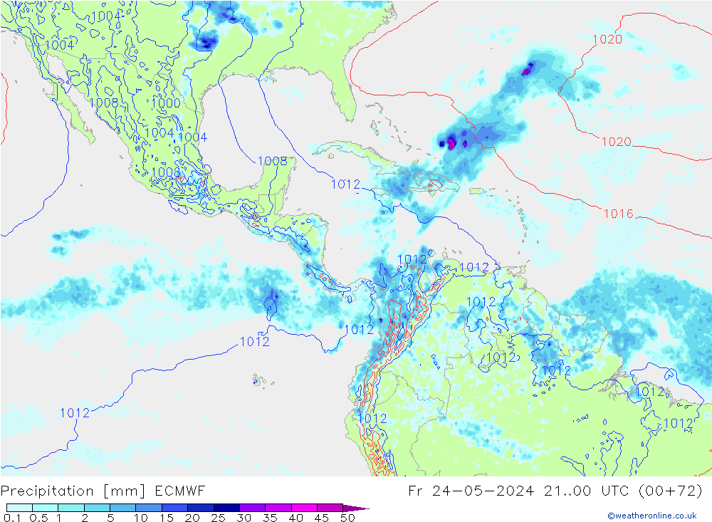 Srážky ECMWF Pá 24.05.2024 00 UTC