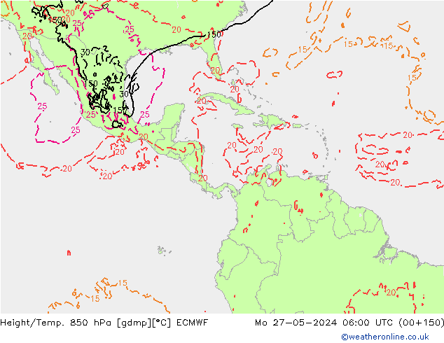 Height/Temp. 850 hPa ECMWF lun 27.05.2024 06 UTC