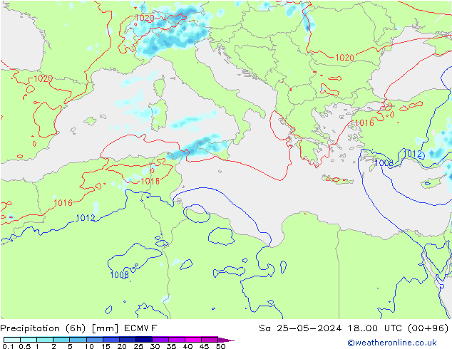 Z500/Yağmur (+YB)/Z850 ECMWF Cts 25.05.2024 00 UTC