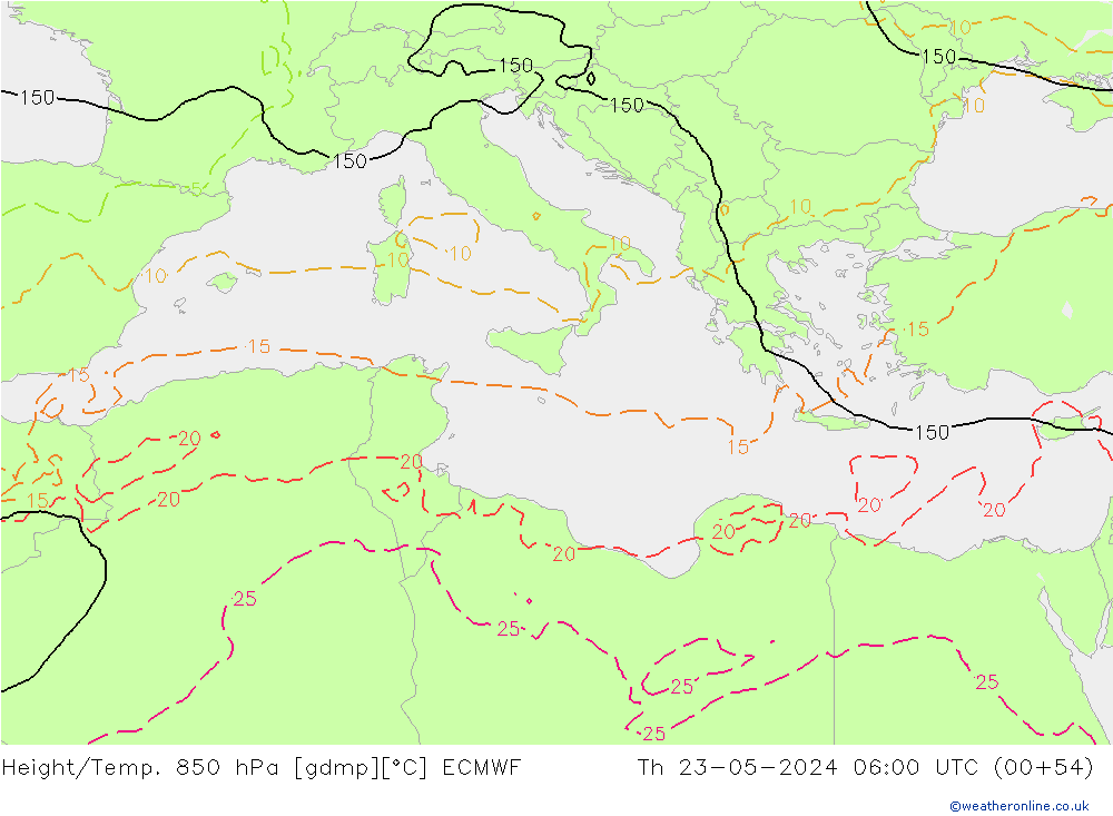 Z500/Rain (+SLP)/Z850 ECMWF Th 23.05.2024 06 UTC