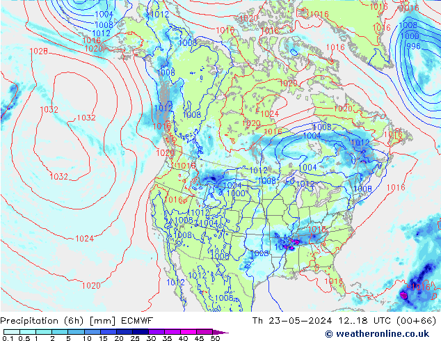 Z500/Rain (+SLP)/Z850 ECMWF czw. 23.05.2024 18 UTC