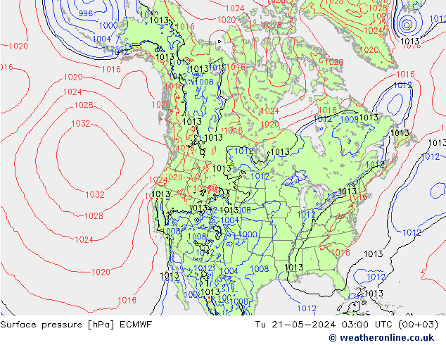 Bodendruck ECMWF Di 21.05.2024 03 UTC