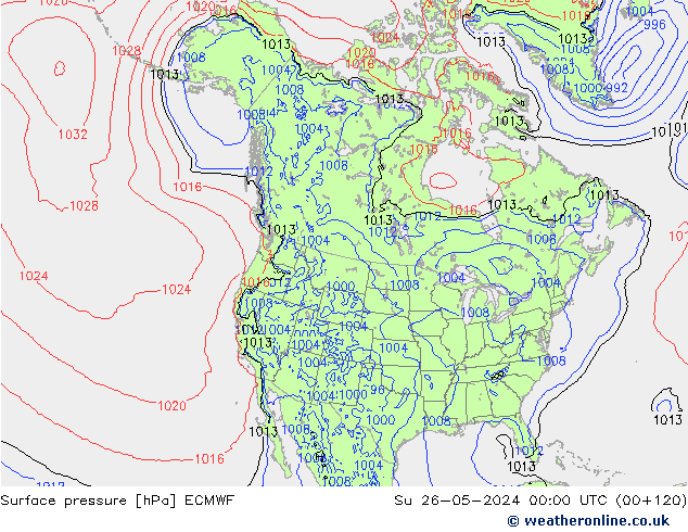 Surface pressure ECMWF Su 26.05.2024 00 UTC