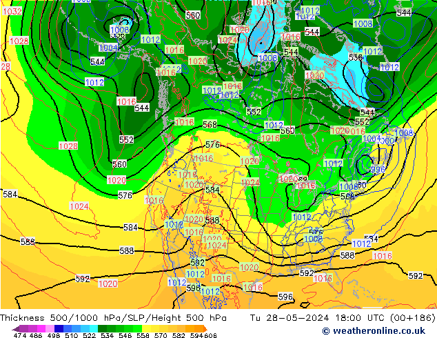 Thck 500-1000hPa ECMWF Tu 28.05.2024 18 UTC